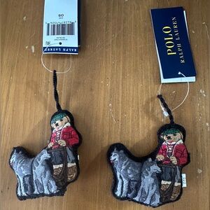 Ralph Lauren Red and Gray Sled Team Ornaments